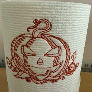 Unique holiday embroidered toilet paper, orange jack o’lantern for Halloween